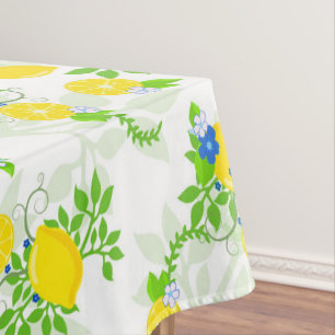 Nappe Motif floral de citrons bleus et jaunes ensoleillé