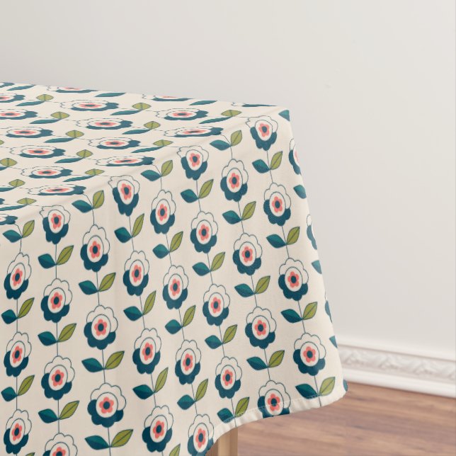Nappe Motif floral de rétro turquoise (In Situ)