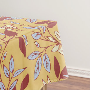 Nappe Motif floral élégant avec feuilles rouges et bleue