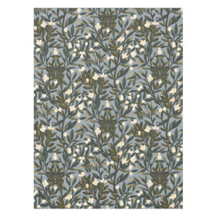 Nappe Motif floral sur fond bleu-gris poussiéreux