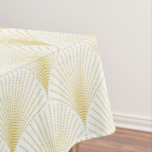 Nappe Motif Géométrique Art Déco En Or & Blanc