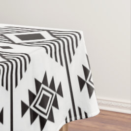 Nappe Motif géométrique ikat noir et blanc
