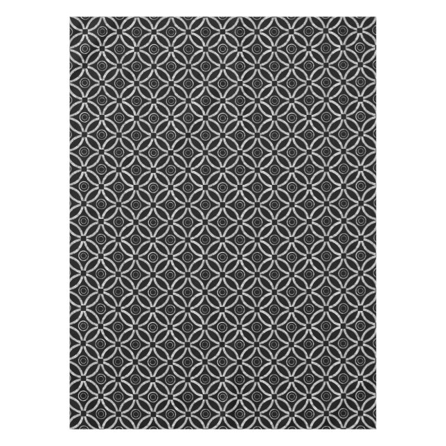Nappe Motif géométrique moderne noir et argent (Devant)