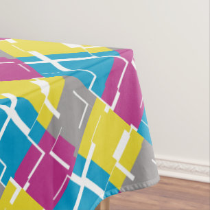 Nappe Motif gris jaune bleu COOL