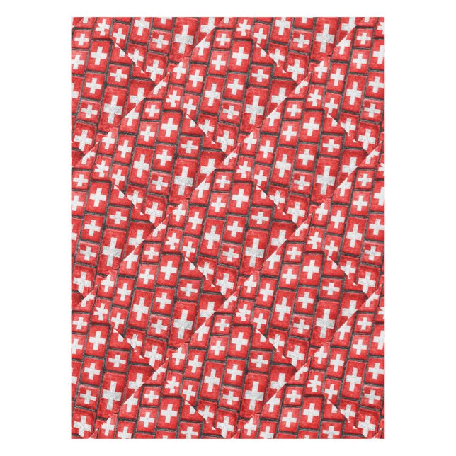 Nappe Motif grunge urbain de drapeau de la Suisse (Devant)