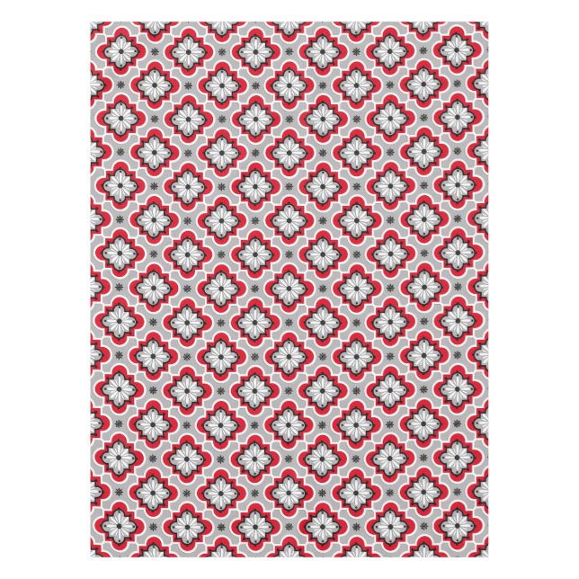 Nappe Motif marocain de tuile - gris et rouge (Devant)