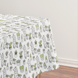 Nappe Motif mignon d'alpaga et de cactus