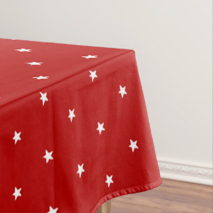 Nappe Motif moderne cerise rouge pourpre & étoiles blanc