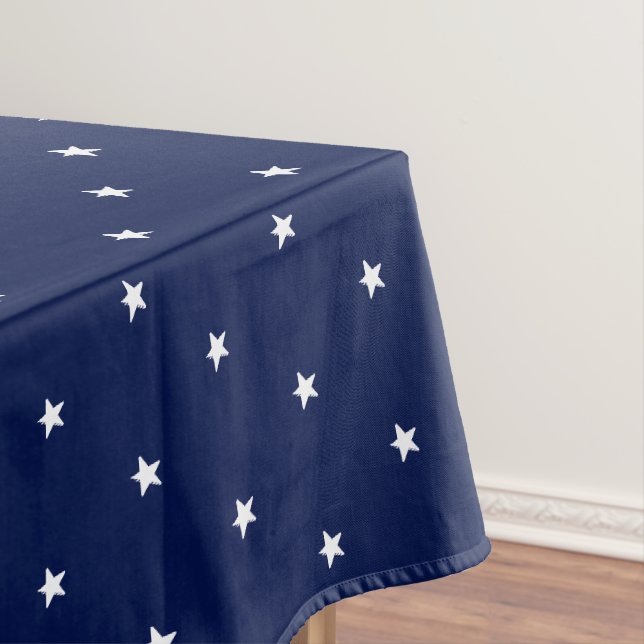 Nappe Motif moderne Dark Navy bleu étoiles blanches (In Situ)