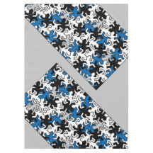Motif Mosaic Geckos - bleu noir blanc gris