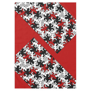 Nappe Motif Mosaic Geckos - rouge noir blanc