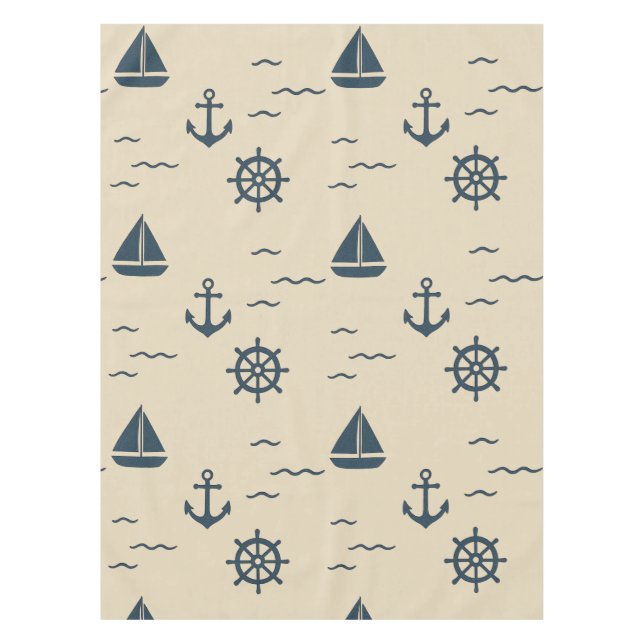 Nappe Motif nautique avec Ancre Voilier Compass (Devant)