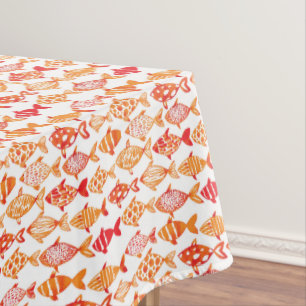 Nappe Motif orange lumineux de poissons d'aquarelle