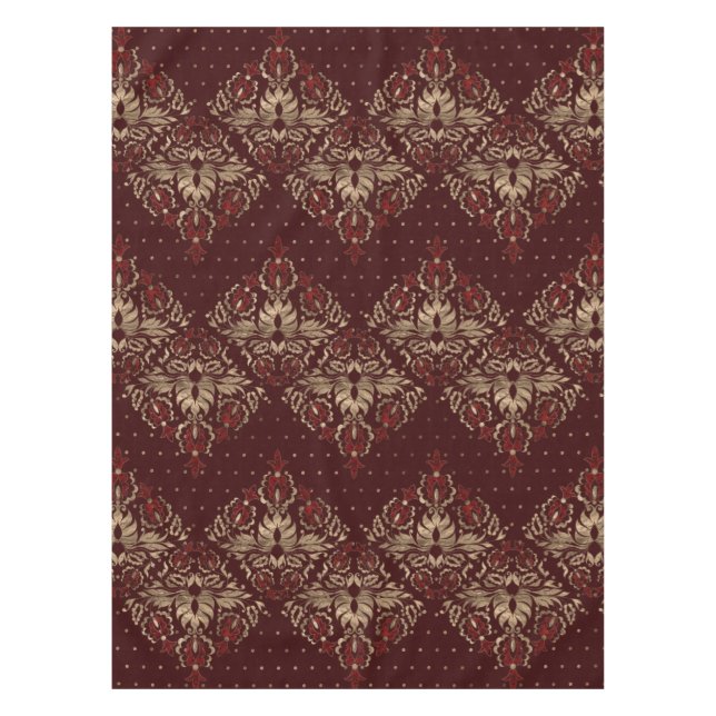 Nappe Motif oriental persan rouge-foncé et or (Devant)