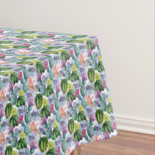Nappe Motif peint à la main de cactus d'aquarelle