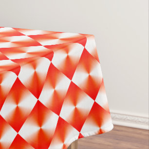 Nappe Motif Plaid orange rouge et blanc diamant