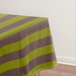 Nappe Motif rayé en chocolat brun et vert olive