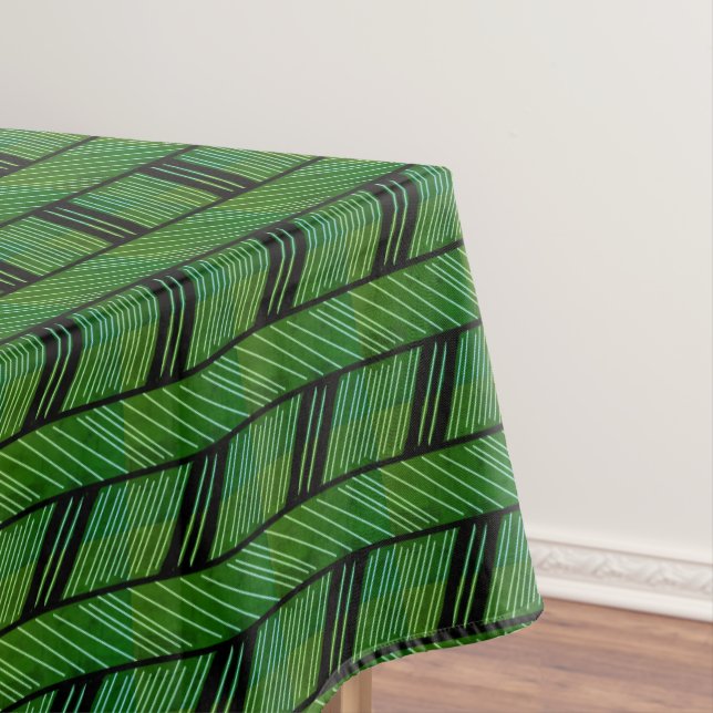 Nappe Motif rayé vif Abstrait vert géométrique (In Situ)