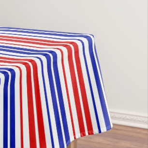 Nappe Motif rayures blanches rouges bleues