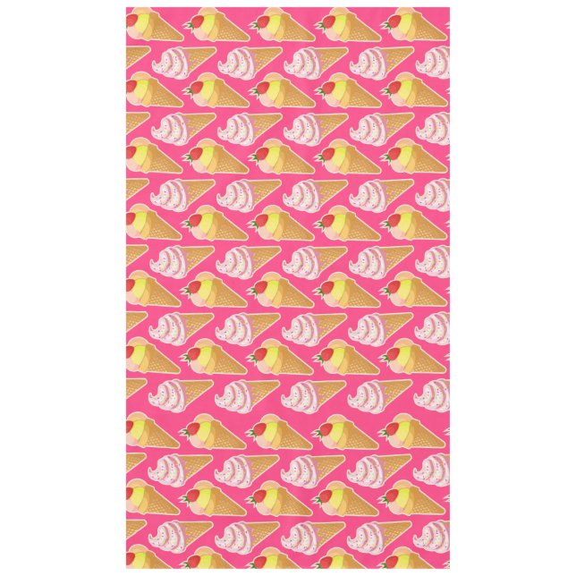 Nappe Motif rose Kawaii avec crème glacée aux fraises (Devant)