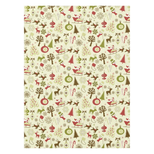 Nappe Motif sans couture de rétro croquis de Noël (Devant)