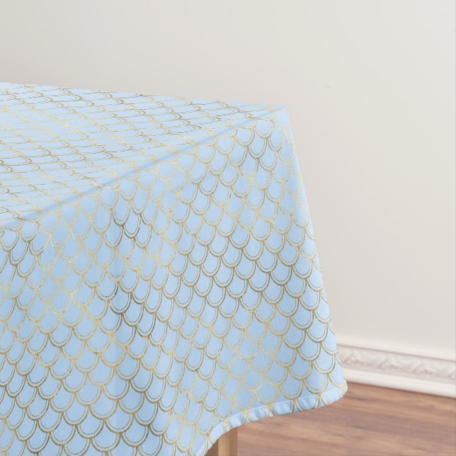 Nappe Motif tendance Gold Blue Mermaid Scales (In Situ)
