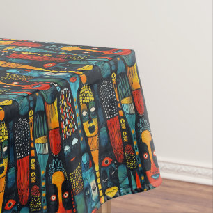 Nappe Motif tribal africain avec idoles.