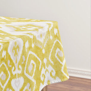 Nappe Motif tribal chic d'ikat jaune et gris de damassé