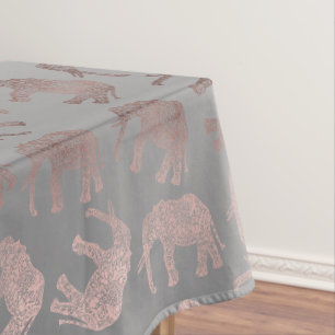 Nappe motif tribal d'éléphant d'or rose clair élégan