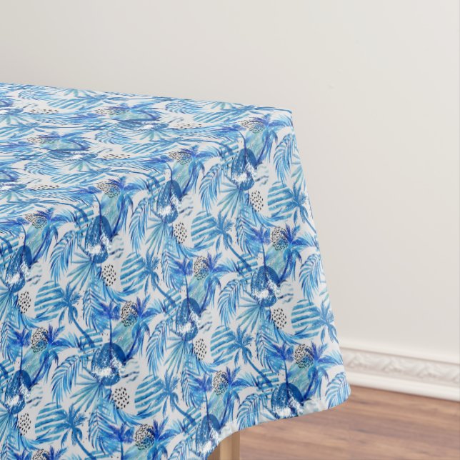 Nappe Motif tropical bleu lumineux d'aquarelle (In Situ)