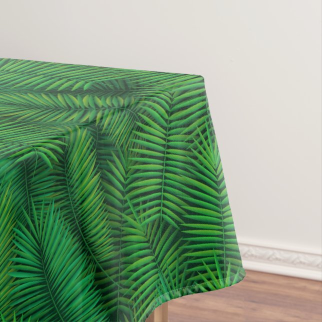 Nappe motif vert en feuilles de palmiers. (In Situ)