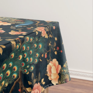 Nappe Motif vintage Floral Peacock