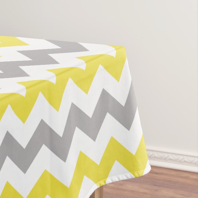 Nappe Motif Zigzag, Motif Chevron, Jaune, Gris (In Situ)