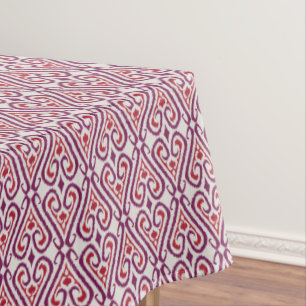 Nappe Motifs damassés ikat colorés chic rouge et violet