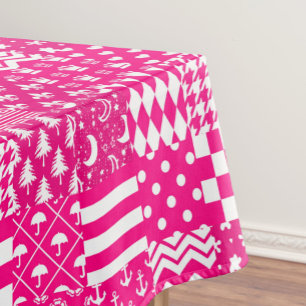 Nappe Motifs mélangés rose blanc