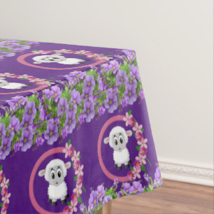 Nappe Mouton blanc pourpre floral