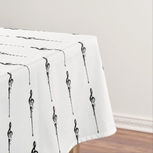 Nappe Musique Motif Melting Treble Clef noir et blanc