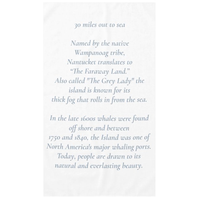 Nappe Nantucket 30 Miles Out to Sea Tablecloth (Devant)
