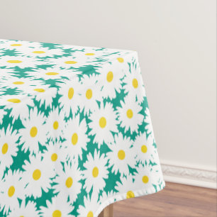 Nappe Négative Space Daisies blanc jaune sur vert