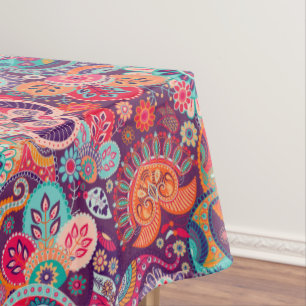 Nappe néon rose Paisley motif floral