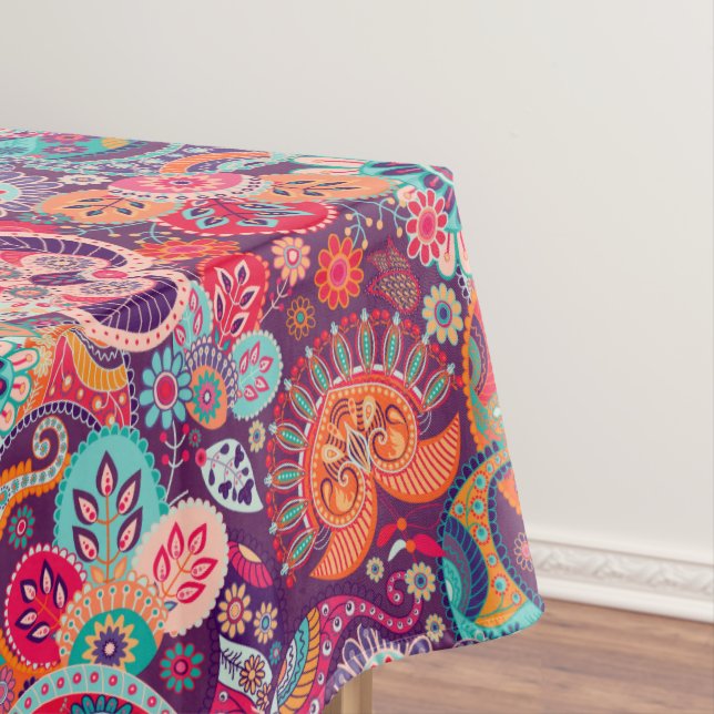 Nappe néon rose Paisley motif floral (In Situ)