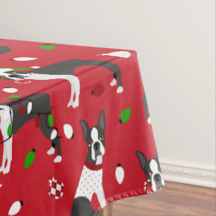 Nappe Noël Boston Terrier Tablecloth