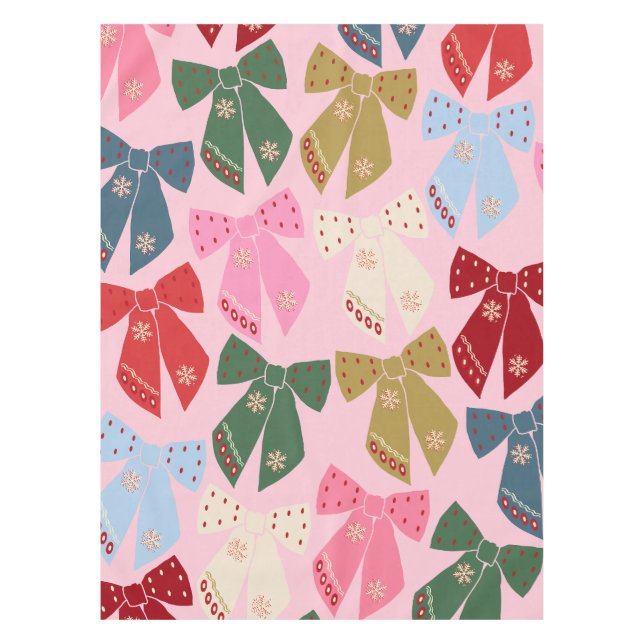 Nappe Noël Bows Coquette rose (Devant)