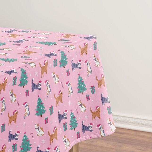 Nappe Noël Chats et arbres Motif de vacances (In Situ)