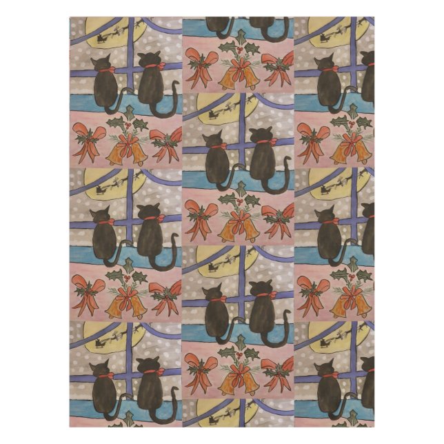 Nappe Noël de chat noir (Devant)