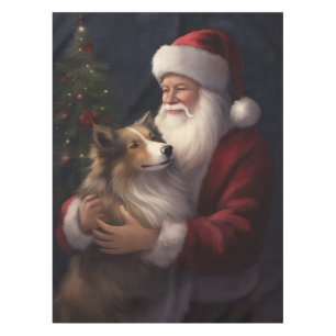 Nappe Noël festif de Shetland Sheepdog Père Noël
