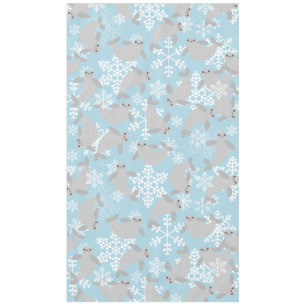 Nappe noël manat hiver bleu flocons de neige