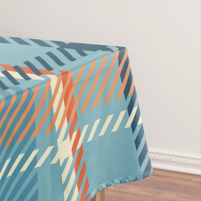 Nappe Noël Plaid Check bleu beige blanc motif (In Situ)