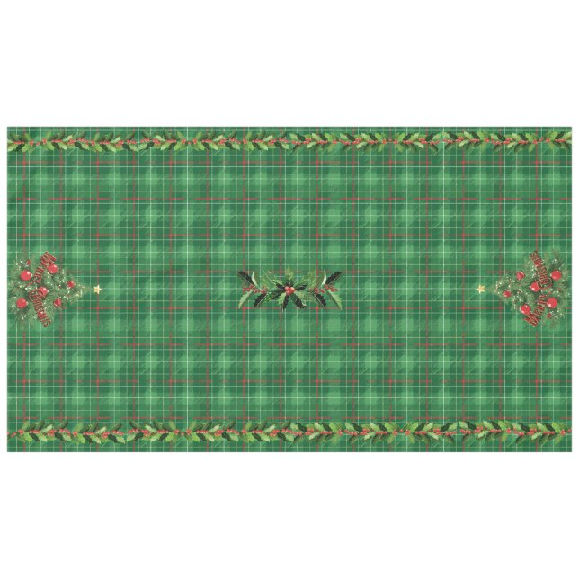 Nappe Noël Plaid vert avec rouge (Devant (Horizontal))