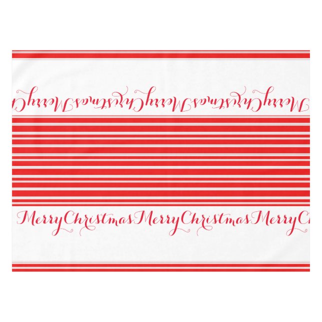 Nappe Noël rayé rouge et blanc de sucre de canne Joyeux (Devant (Horizontal))